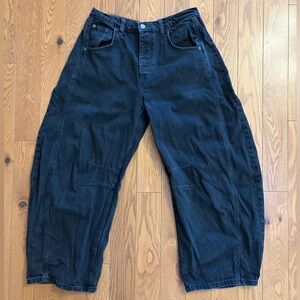 Free People Luck You Mid Rise Barrel Jeans - Black